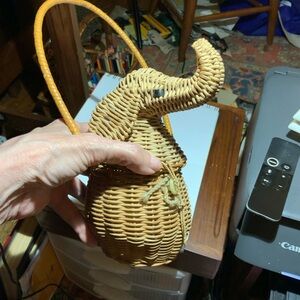 Vintage Easter 1955-60 Wicker Elephant Head purse. It was my “Easter Purse” Rare